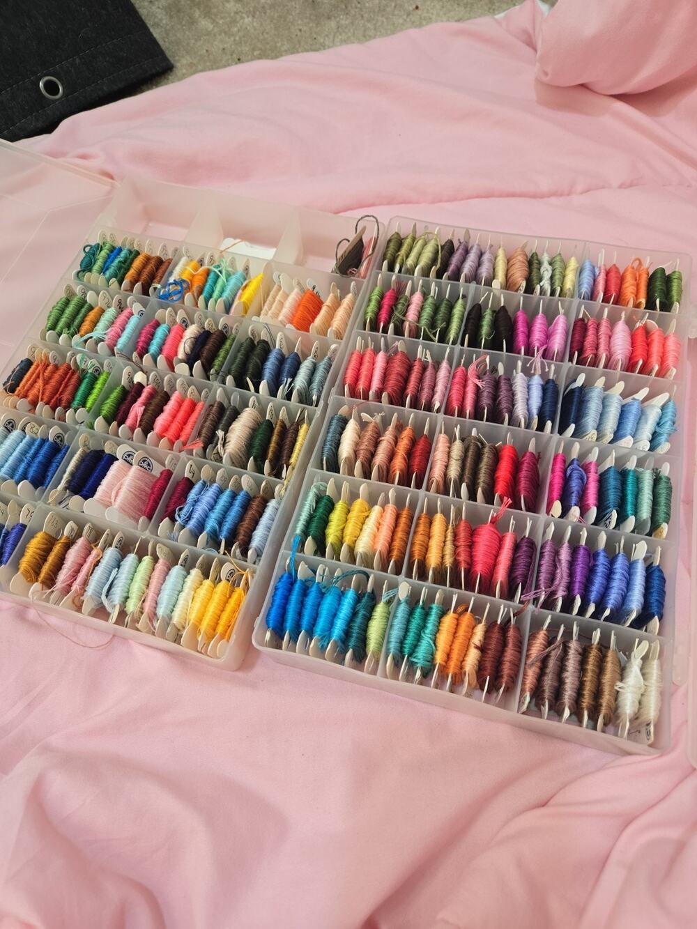 DMC floss 220+ skeins thread embroidery Darice Shimano case colors